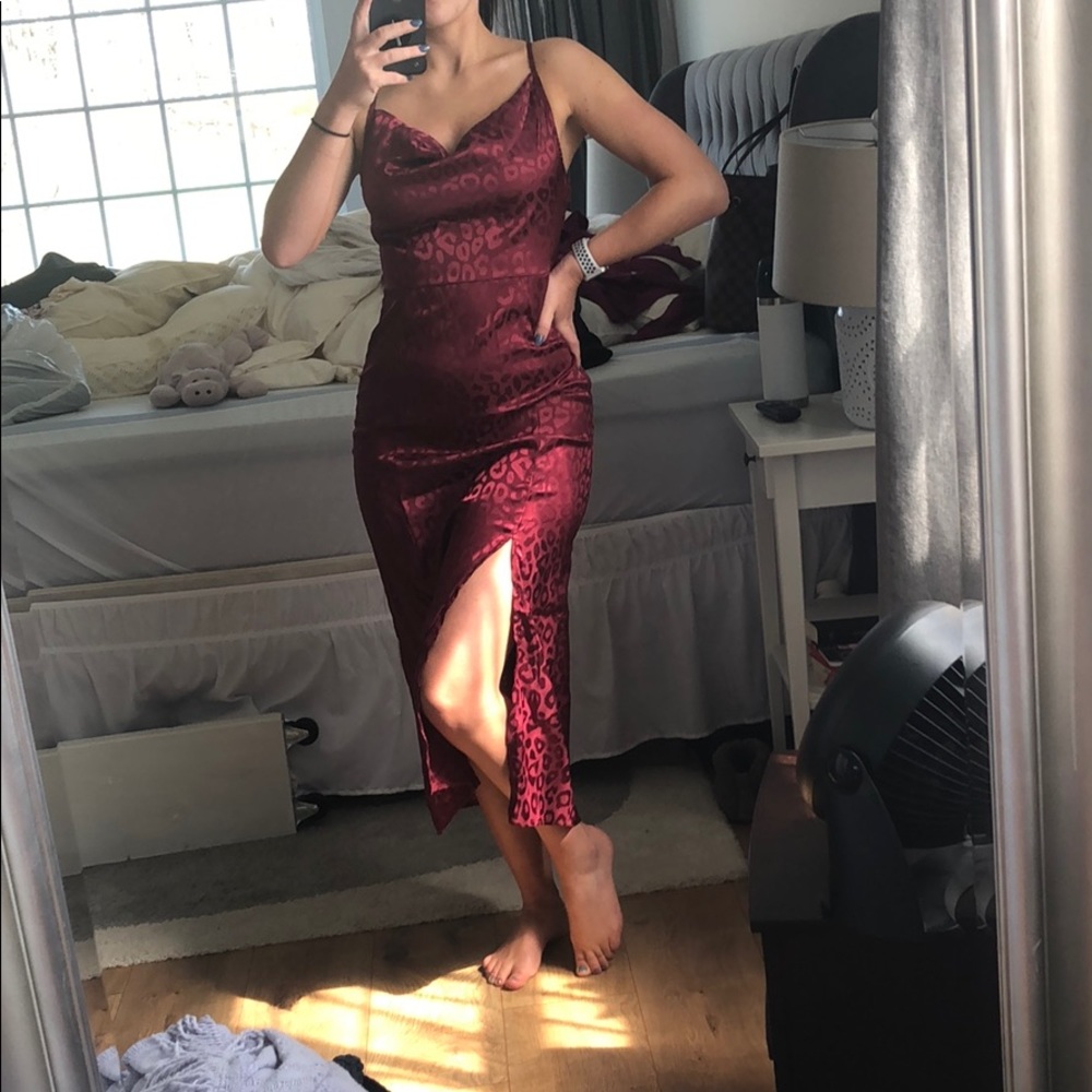 Nasty Gal Wine color silk dress size US 4